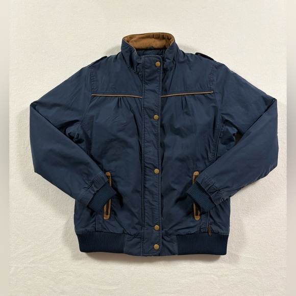 Free ship - Roadster Co. Women's Navy and Tan Bomber Jacket - Picture 3 of 9